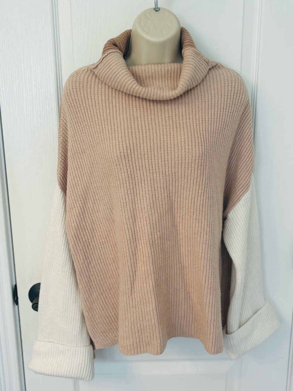 The Native One Boutique Color Block Softly Structured  Cowl Neck Sweater!